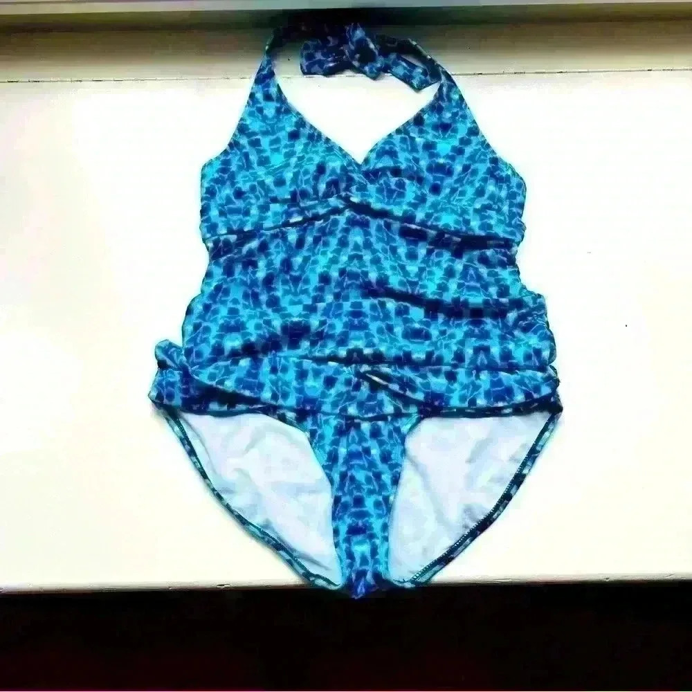 ATHLETA 36 B/C PADDED HOLTER TANKINI CRUISE SUMMER SWIMMING LARGE BOTTOM SET